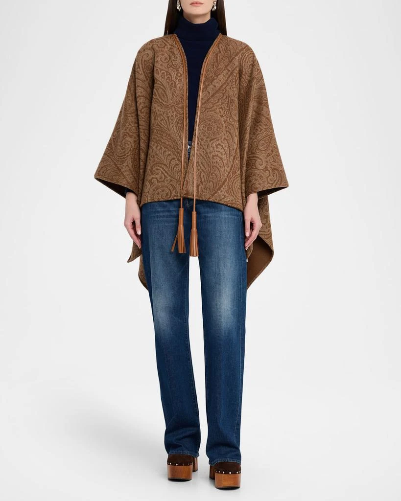 ETRO Paisley Wool-Cashmere Cape With Leather Tassels 2