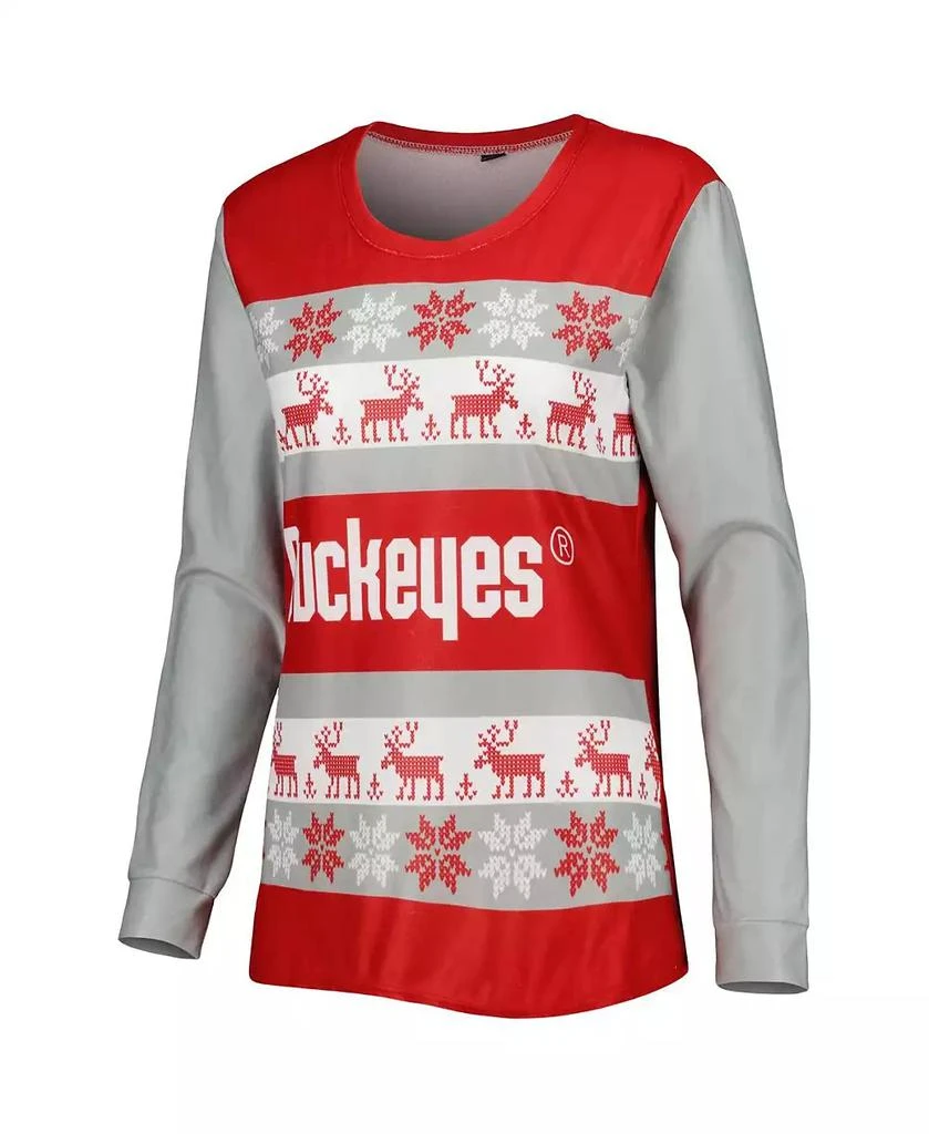 FOCO Women's Scarlet Ohio State Buckeyes Ugly Long Sleeve T-shirt and Pajama Pants Sleep Set 4