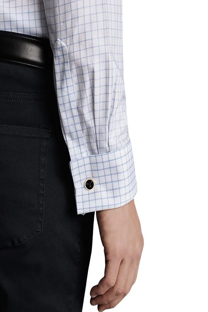 Charles Tyrwhitt Men's Non-Iron Clifton Weave Check Cutaway Slim Fit Shirt Double Cuff 3