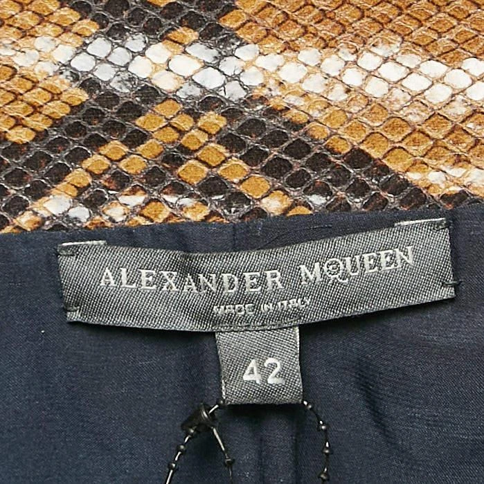 Alexander McQueen Alexander McQueen Brown Snakeskin Pattern Patent Leather Pencil Skirt M 4
