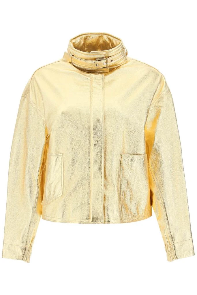 Saks Potts houston Gold-laminated Leather Bomber Jacket 1