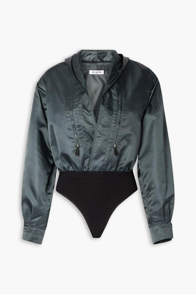 Alaïa Hooded shell and stretch-jersey thong bodysuit 1