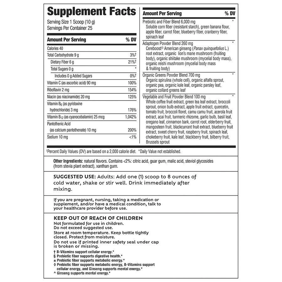 Benefiber Prebiotic Fiber + Supergreens Dietary Supplement Watermelon Lemonade 8