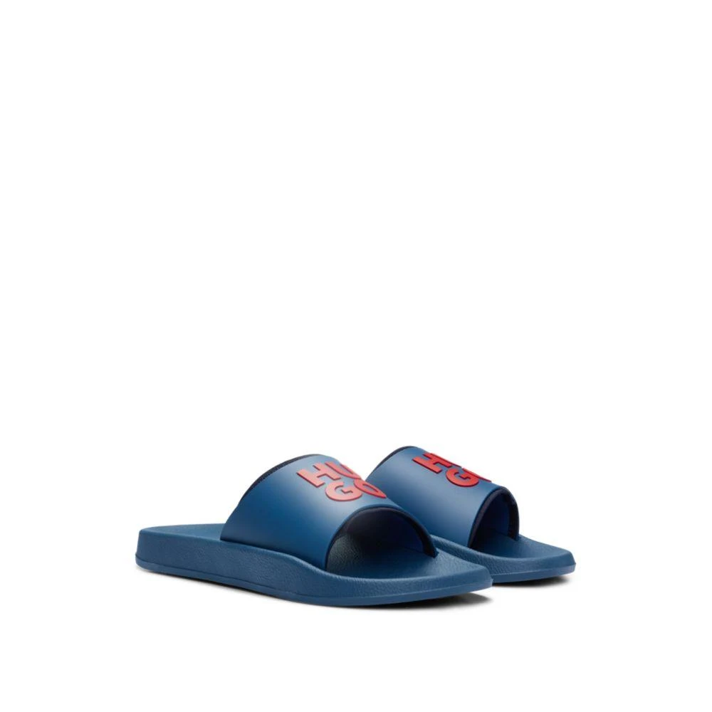 Hugo Boss Navy Slide Sandals with White Logo Strap Hugo Boss Evander_Sand_LG Men main image 2