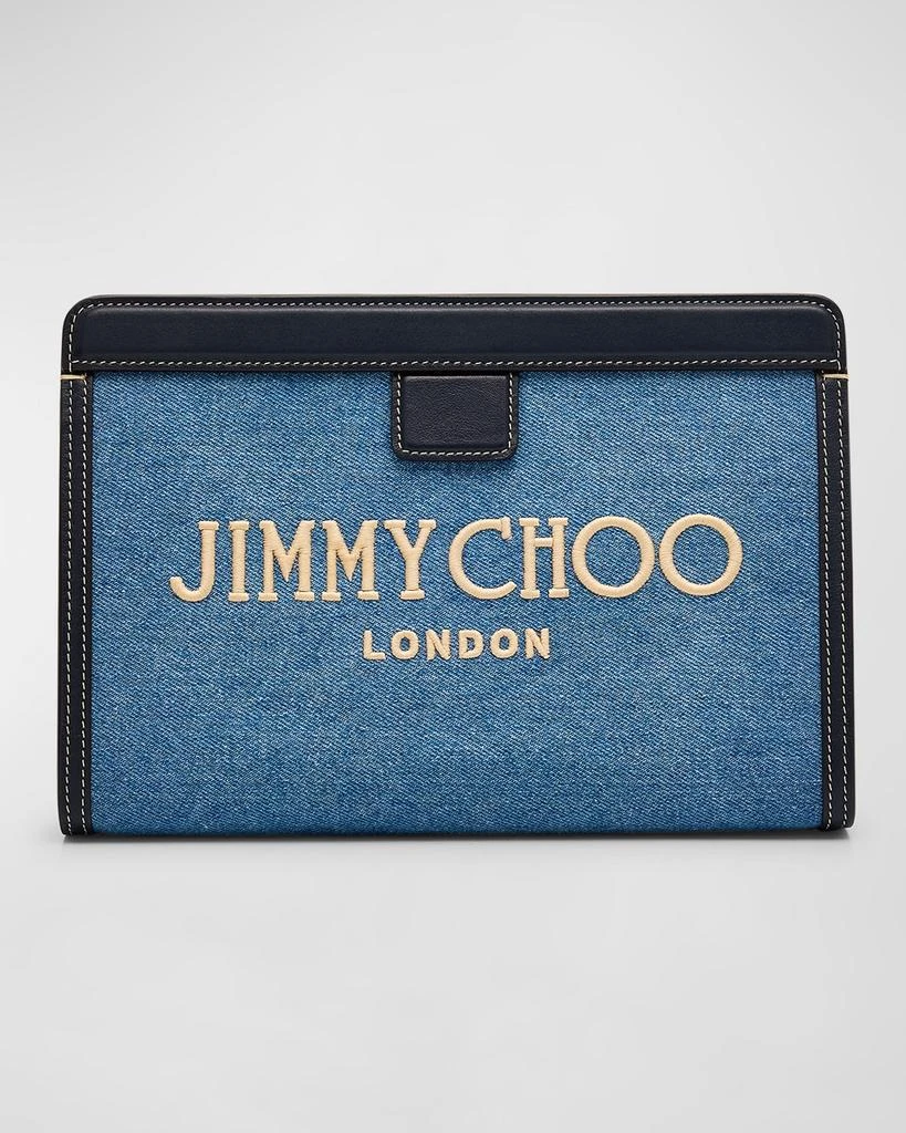 Jimmy Choo Avenue Denim Pouch Clutch Bag 1