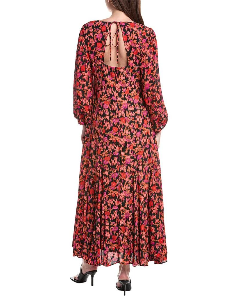 maxi dress front split Women's Black Floral Smocked Maxi Dress with Slit