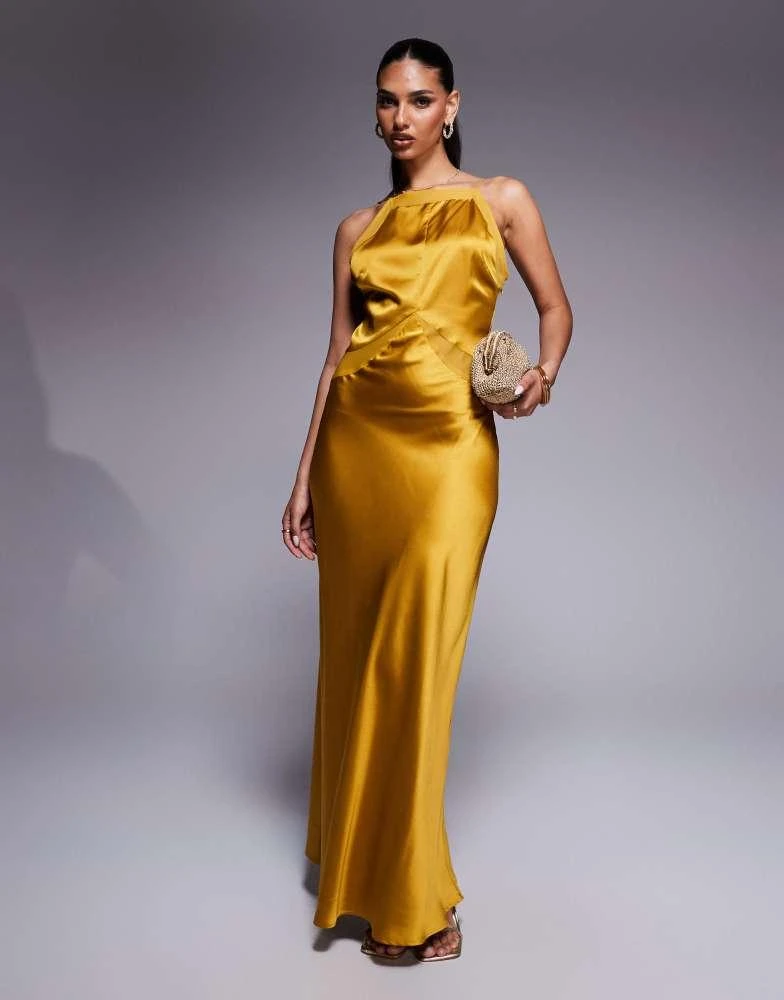 asos gold bridesmaid dresses ASOS DESIGN Strapless Corset Dress main image 1