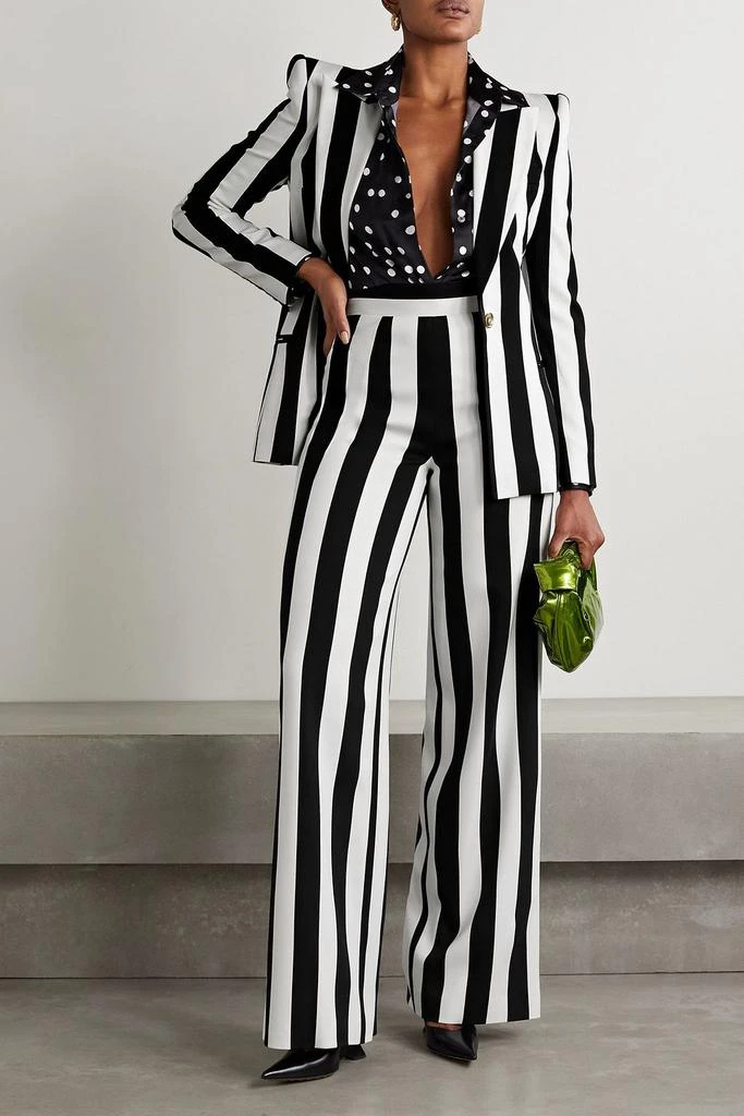 Sergio Hudson Striped stretch-crepe wide-leg pants 2