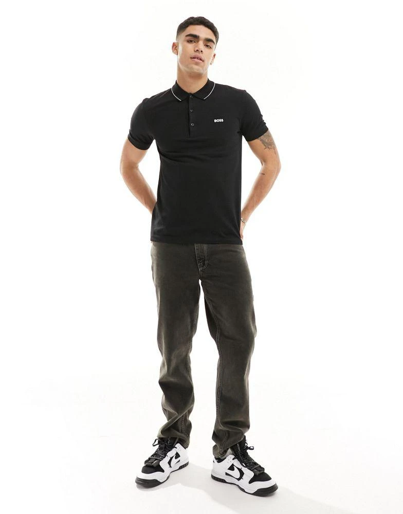 Hugo Boss BOSS Green Paule logo polo shirt in black 4