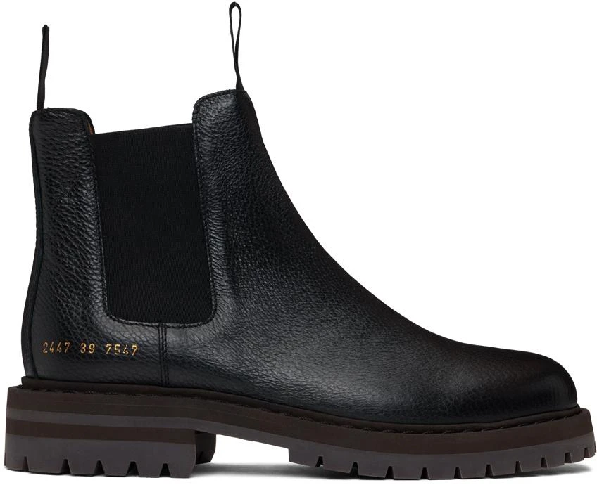 Common Projects Black Workboot Chelsea Boots 1