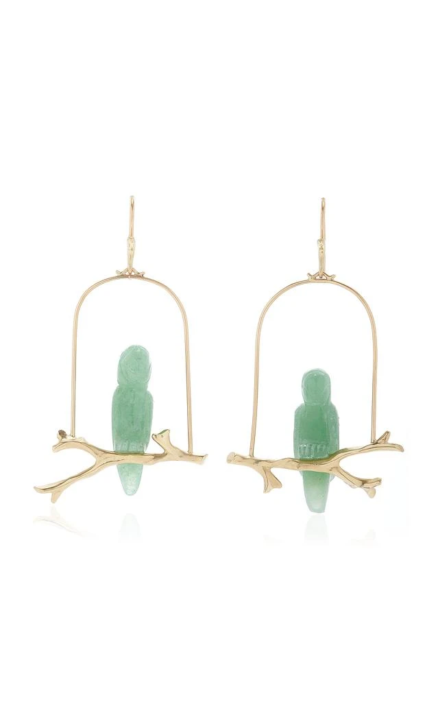 Annette Ferdinandsen Annette Ferdinandsen - Amazon Parrot 14K Yellow Gold Aventurine Earrings - Green - OS - Moda Operandi - Gifts For Her 1