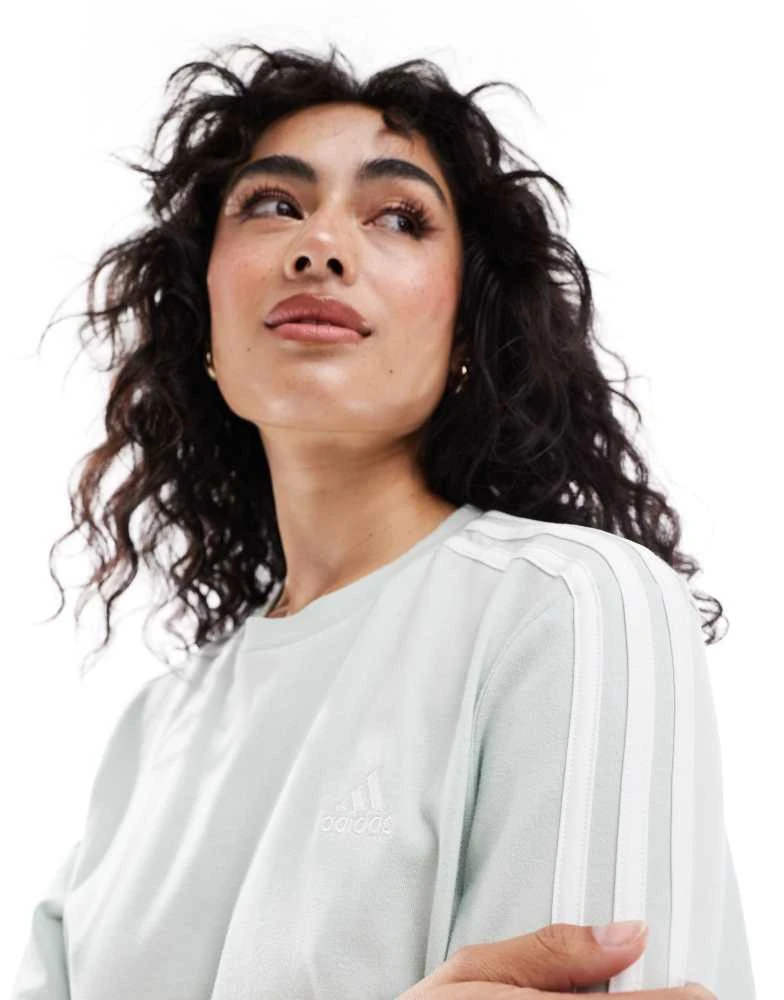 Adidas adidas Performance essentials 3-stripes boyfriend t-shirt dress in  green - BeyondStyle