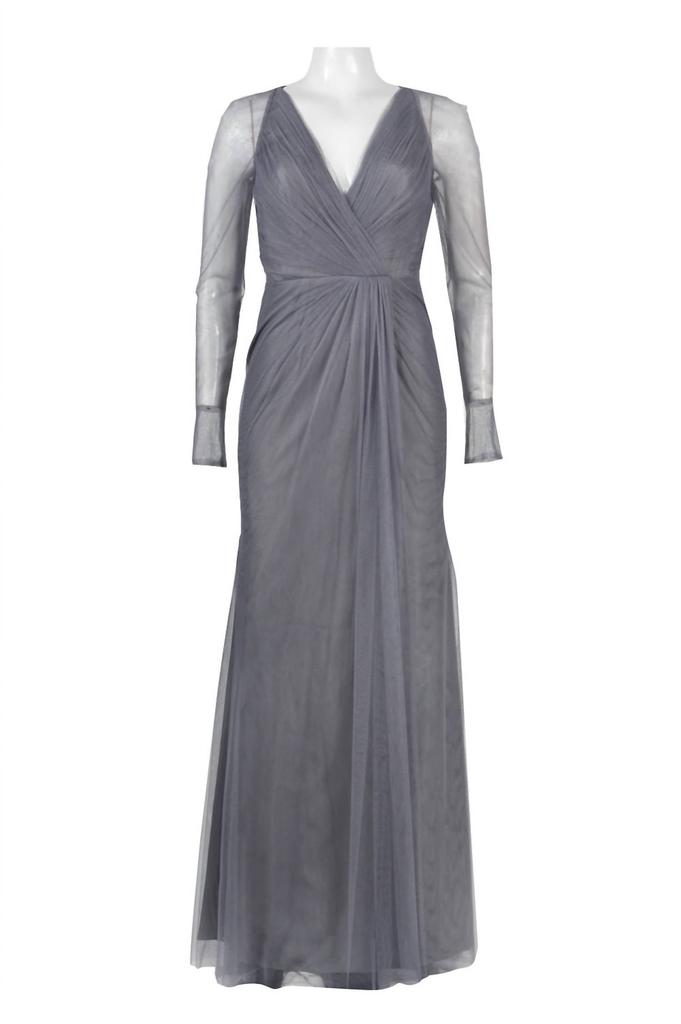 Monique Lhuillier Monique Lhuillier - Long Sheer Sleeve Evening Dress