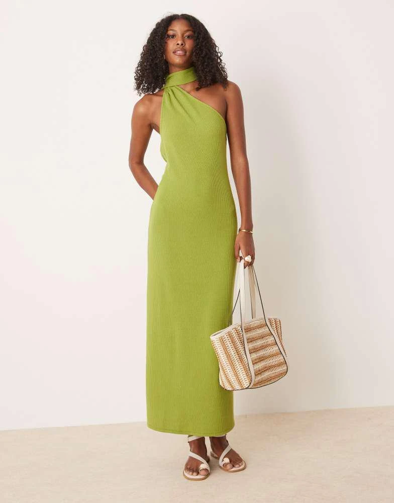 ribbed one shoulder midi dress Pink Ribbed One Shoulder Cut-Out Side Midi Dress /1-2-2-1
