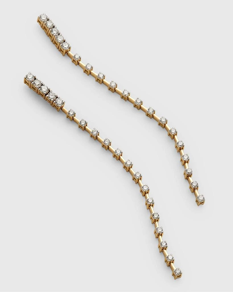 Frederic Sage 18K Yellow and White Gold Long Alternating Polished and Diamond City Earrings 3