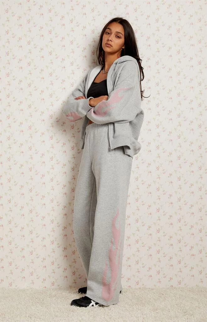 PacSun Pink Flames Baggy Sweatpants 1