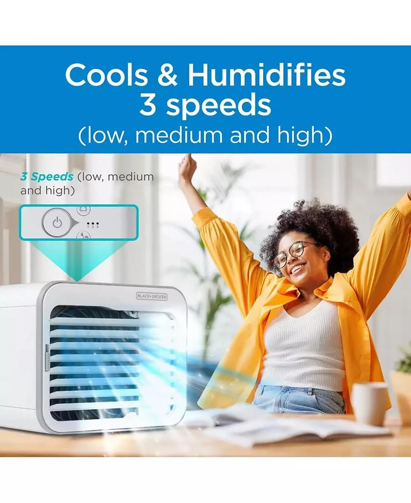Black & Decker BLACK+DECKER Desktop Air Cooler, Personal Portable Fan with 3-Speeds, Evaporative Air Cooler with 0.5L Water Tank 2