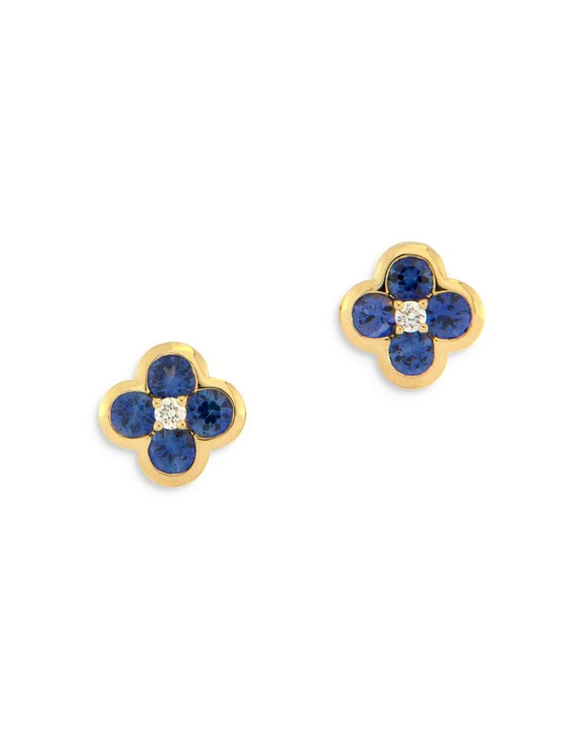 Bloomingdale
s Fine Collection Sapphire 
Diamond Bezel Clover Stud Earrings in 14K Yellow Gold 2