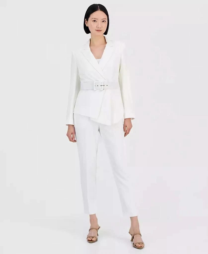 Tahari Women
s Belted Asymmetrical Jacket
Slim-Fit Pantsuit Set