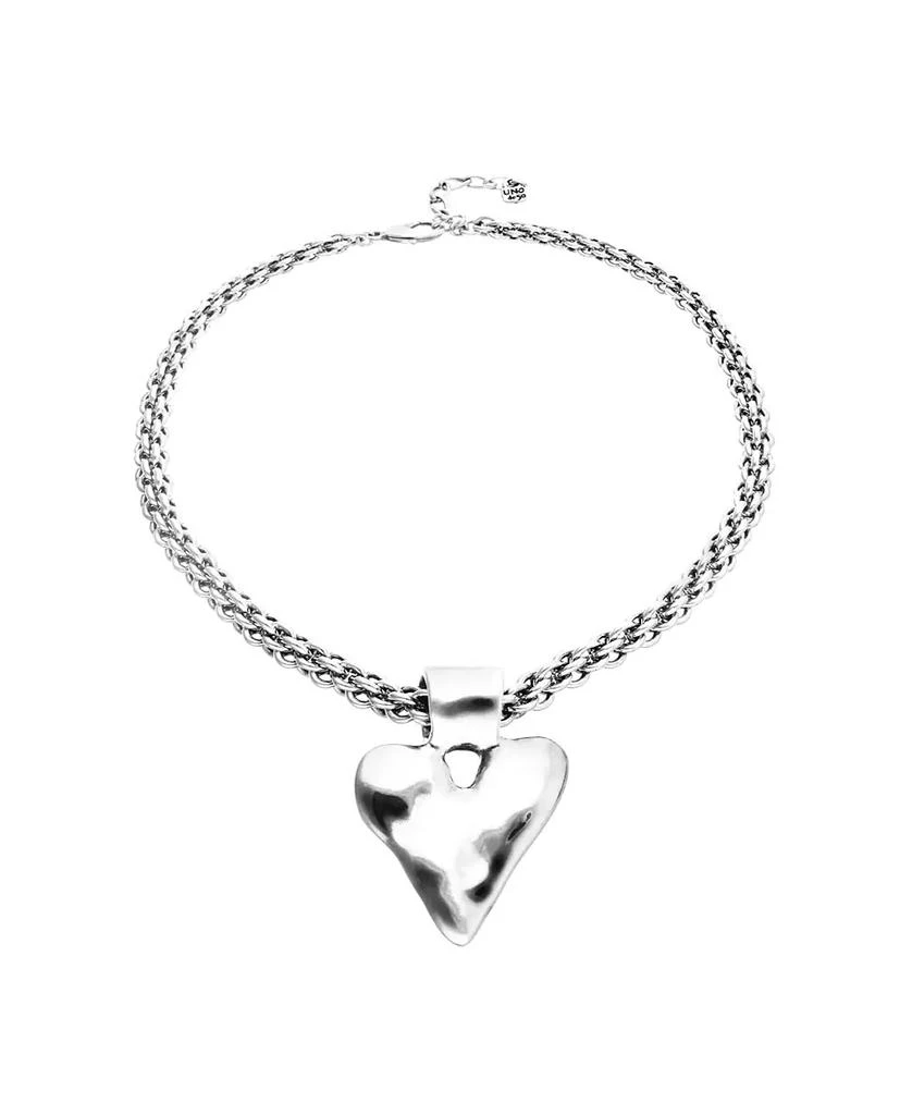 UNOde50 Necklace with Thick Chain And Big Heart Detail Plated in Sterling Silver 2