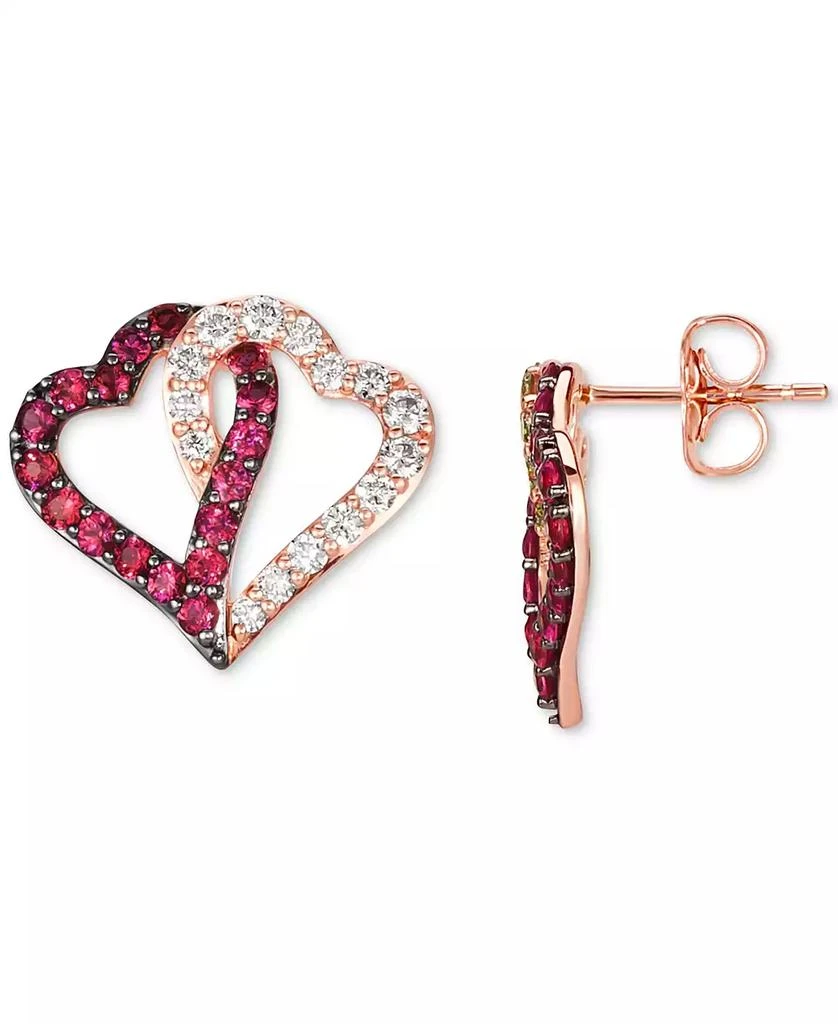 Le Vian Passion Ruby (5/8 ct. t.w.) & Nude Diamond (1/2 ct. t.w.) Interlocking Heart Stud Earrings in 14k Rose Gold 2