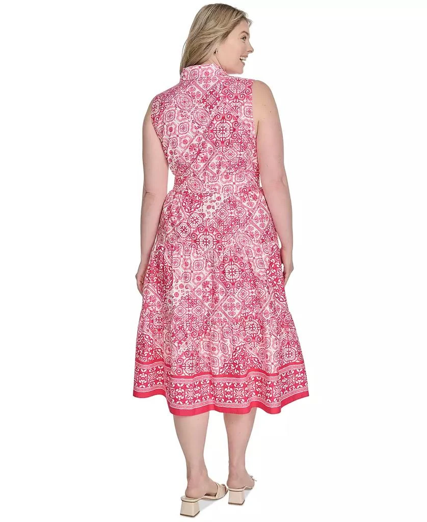 Jessica Howard Plus Size Printed Tie-Waist Sleeveless Midi Dress 4