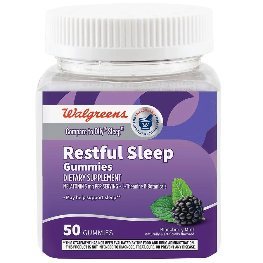 Walgreens Restful Sleep Gummy Blackberry Mint Flavor 1