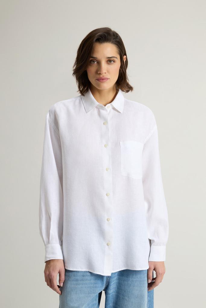Woolrich Garment-Dyed Pure Linen Shirt - Women - White