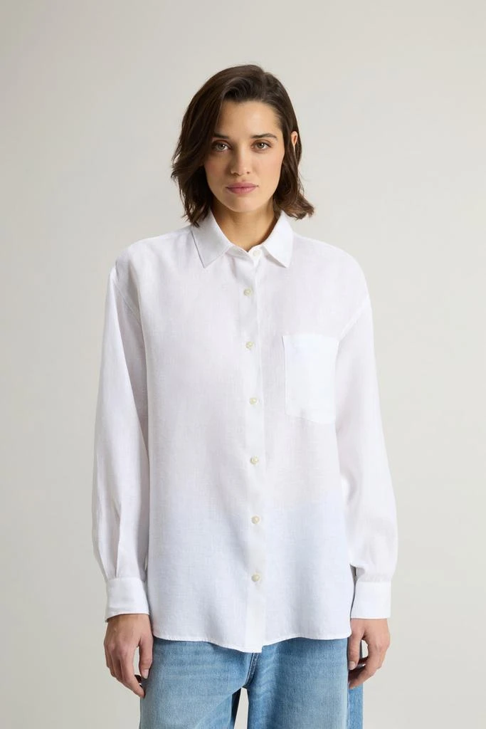 Woolrich Garment-Dyed Pure Linen Shirt - Women - White 1