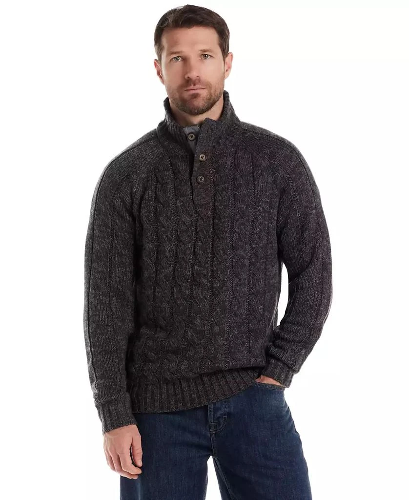 Weatherproof Vintage Men's Cable Knit Quarter Button Long Sleeve Sweater 1
