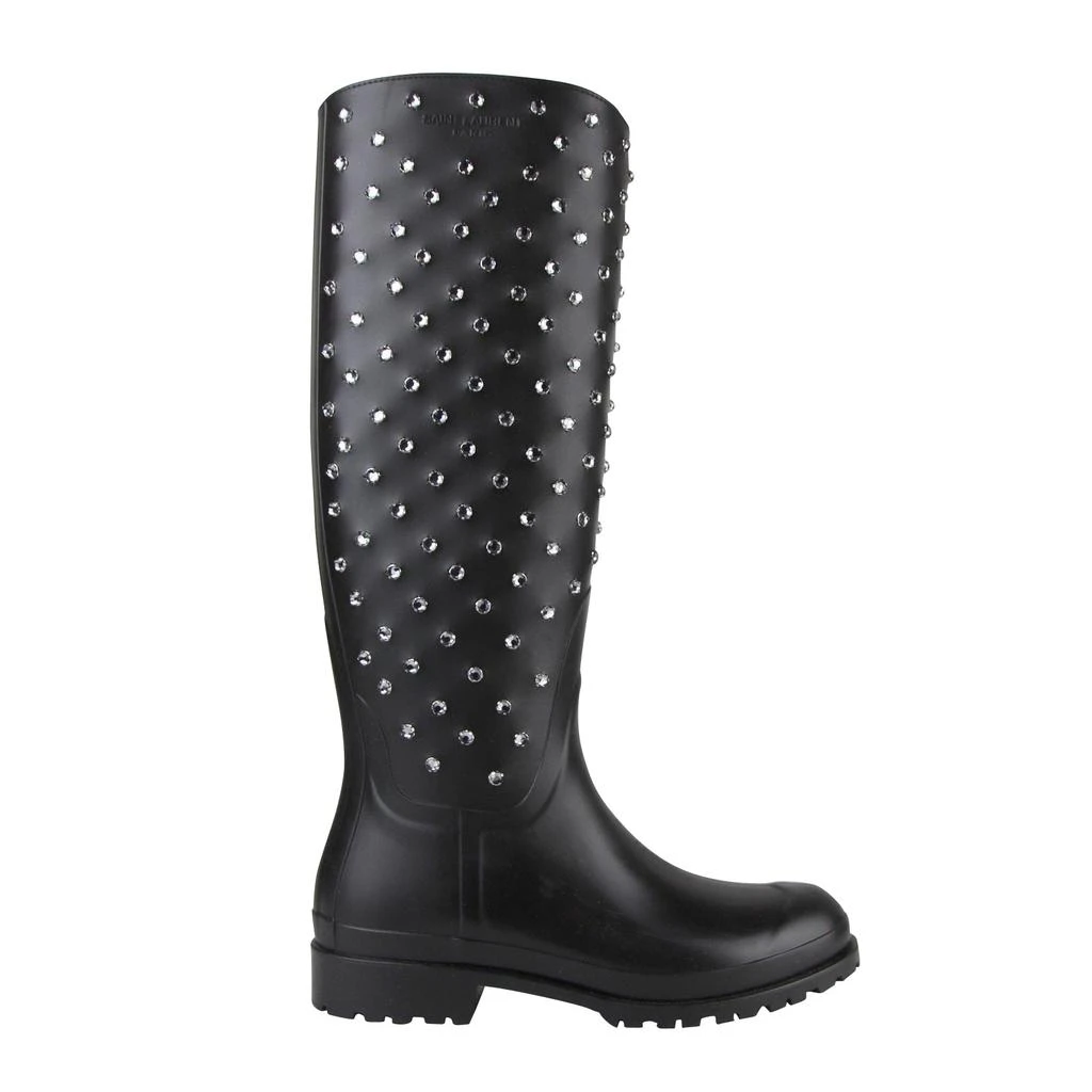 Yves Saint Laurent Women's  Rubber Women Rain Boots With Crystal Studs (36 EU / 6 US) 6