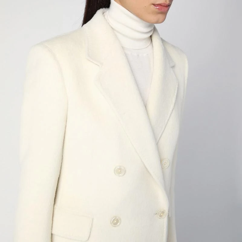 TAGLIATORE Cream double-breasted coat in alpaca blend 5