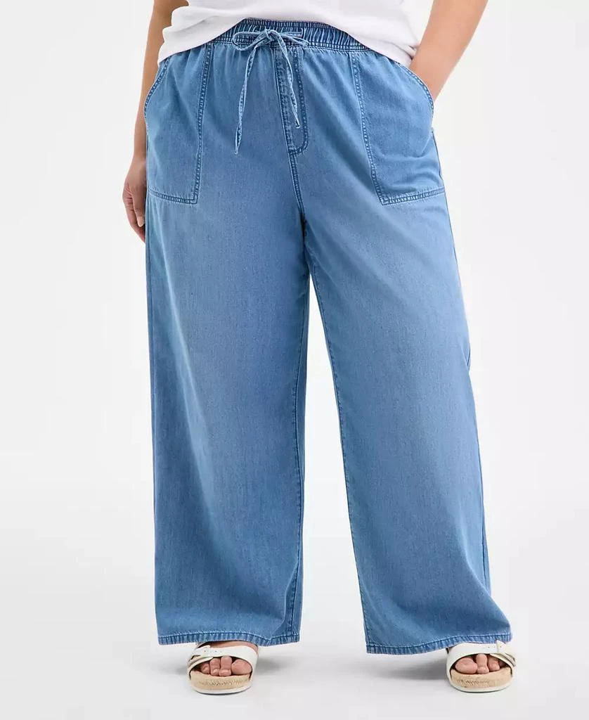 On 34th Trendy Plus Size Pull-On Utility Wide-Leg Jeans, Exclusively at Macy's 3