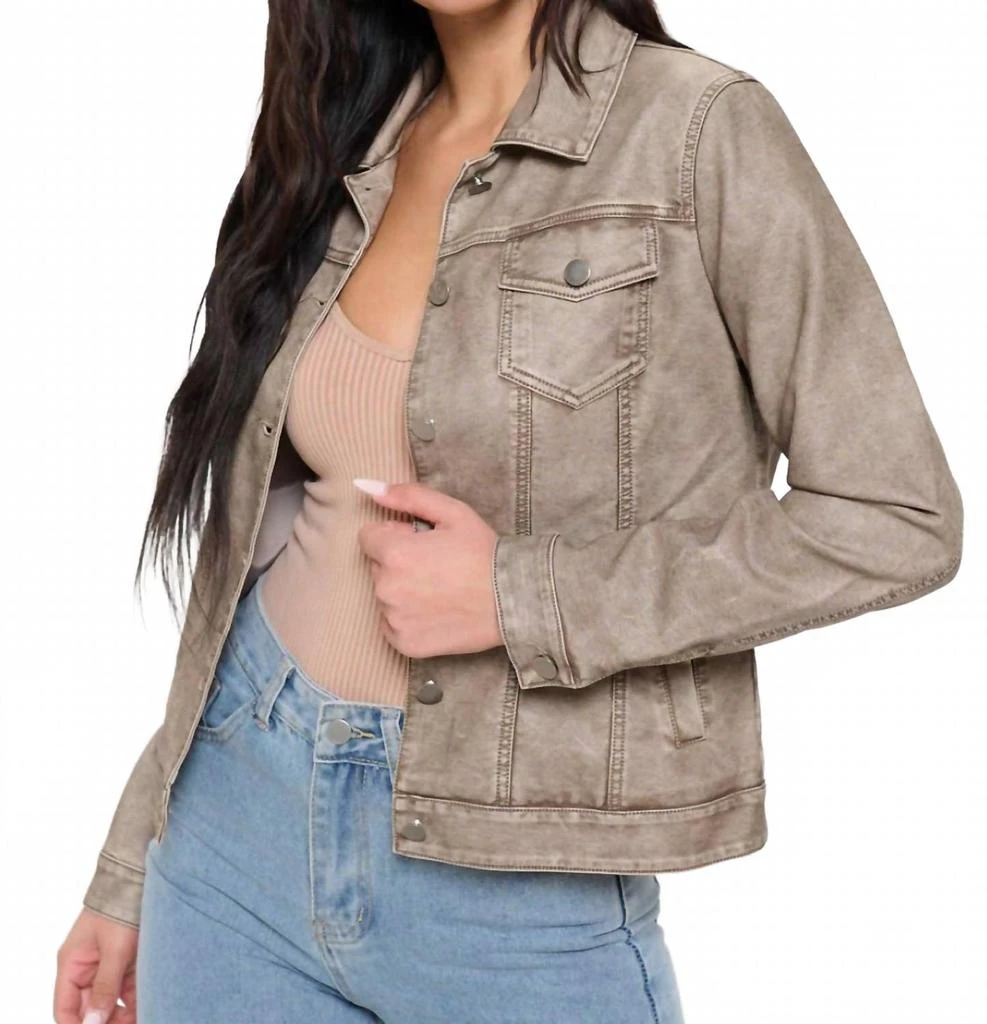 Coalition LA Vintage Vegan Leather Jacket In Gray