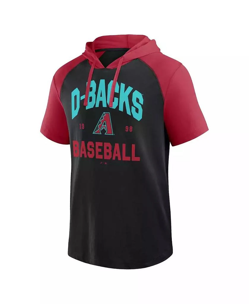Fanatics Men's Black Arizona Diamondbacks Prime Raglan Short Sleeve Hoodie T-Shirt 2