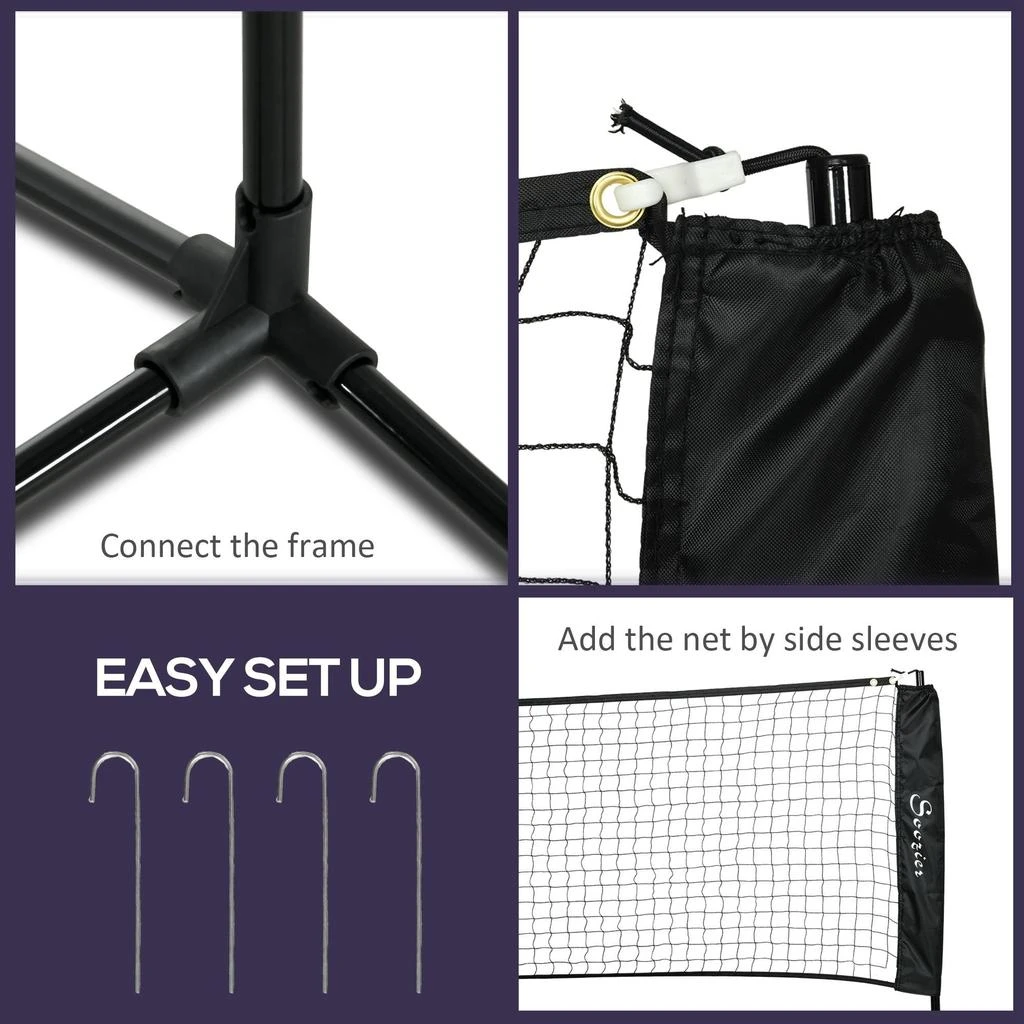 Soozier 17ft Portable All-in-One Badminton Set, Pickleball and Volleyball Net, Height Adjustable Outdoor Sports Set for Backyard Beach Driveway Games 5