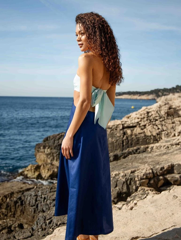 预计3周后发货 L.A. JAZZ Robe Bustier Dos Nu À Nouer Bleu 7