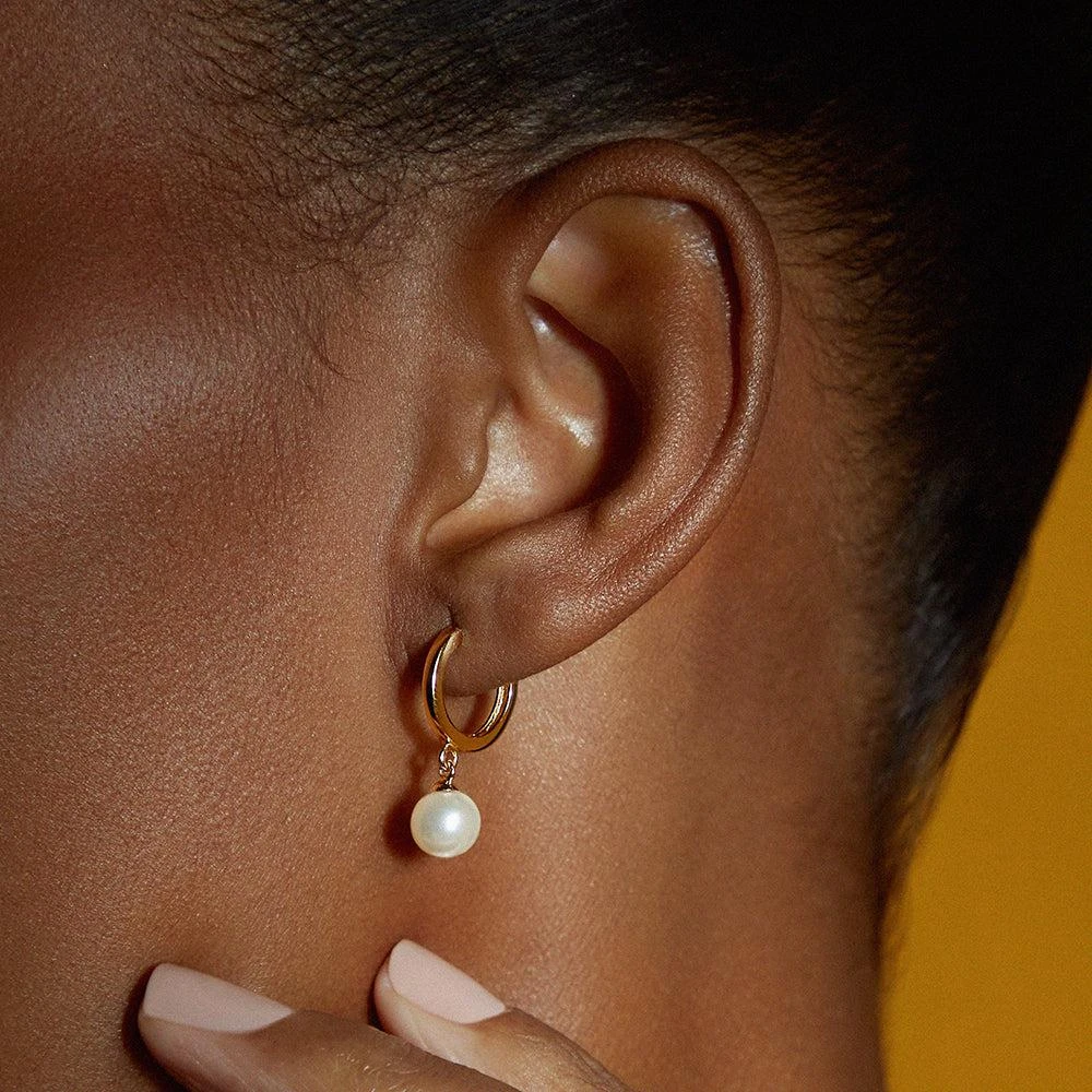 Orelia London Pearl Drop Huggie Hoop Earrings 3