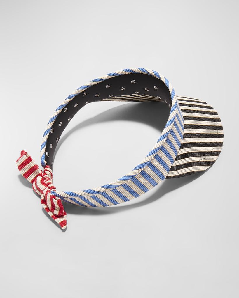 Lele Sadoughi Striped Bow Tie Visor