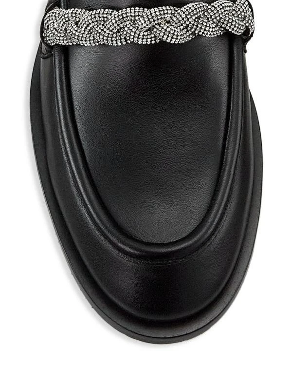 Stuart Weitzman Palmer Crystal-Embellished Leather Loafers 4