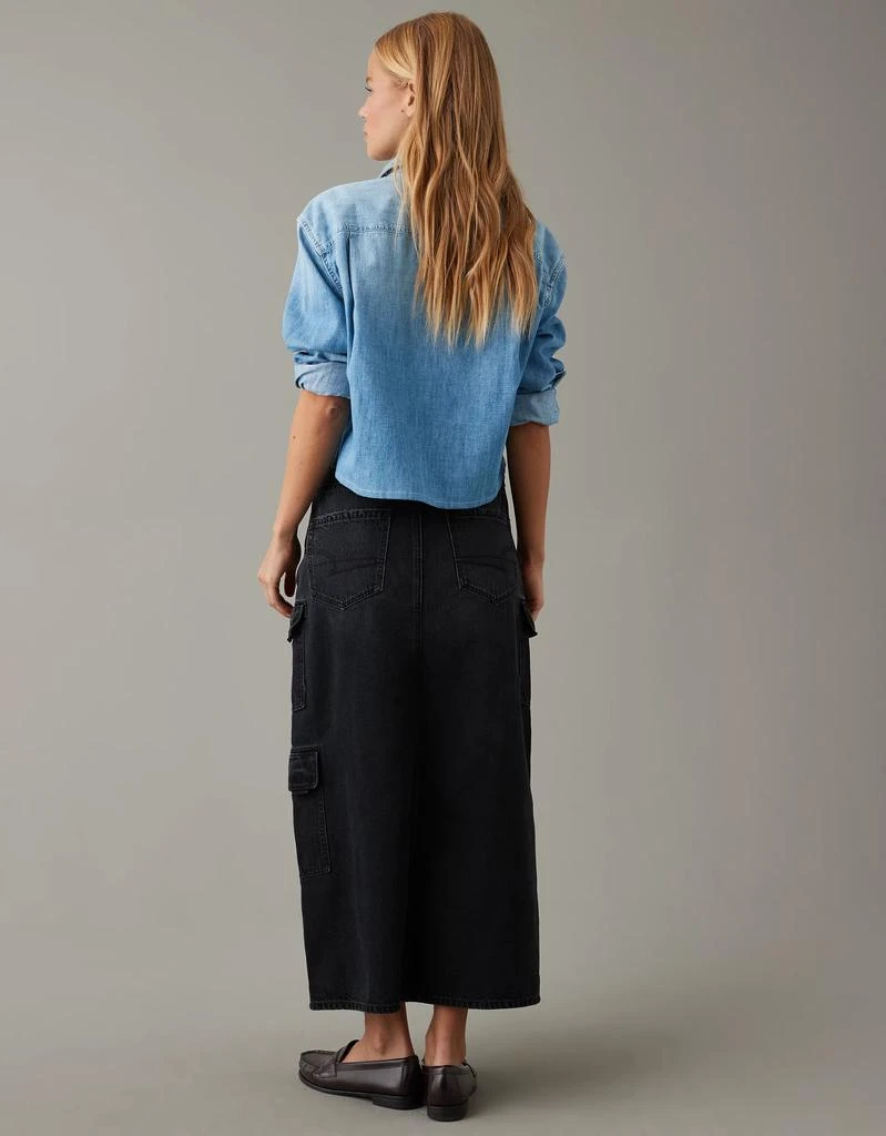 AE AE Low-Rise Denim Cargo Maxi Skirt 2