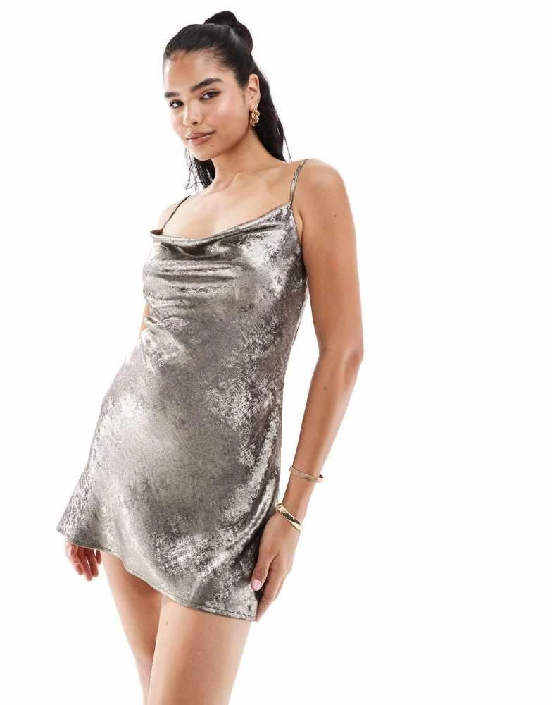 Shop Miss Selfridge metallic cowl neck mini slip dress in silver on Sale at  BeyondStyle  Get 44% Off Miss Selfridge metallic cowl neck mini slip dress  in silver with Limited-Time Flash