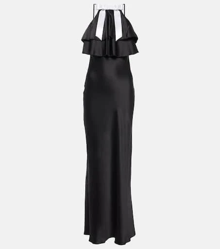Rodarte Bow-detail halterneck silk satin gown 1