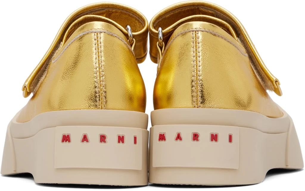 Marni Gold Leather Mary Jane Ballerina Flats 2
