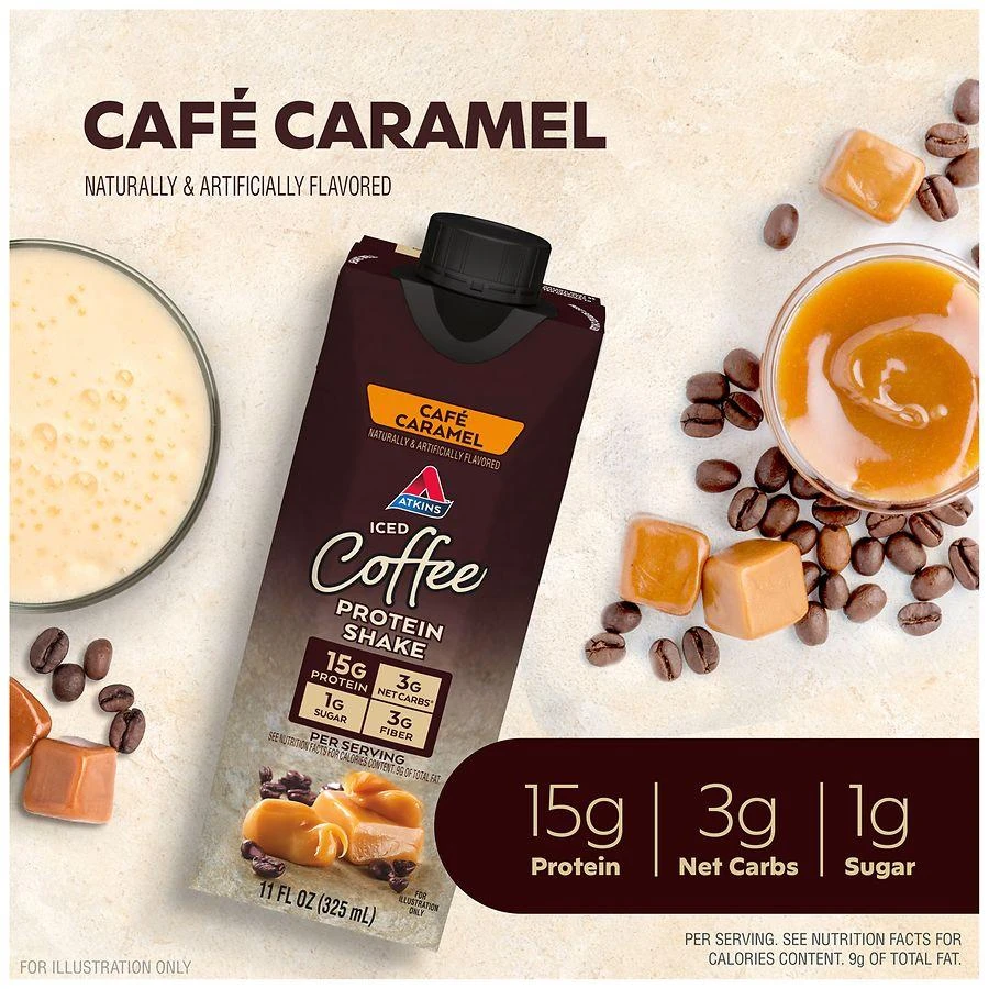 Atkins Meal Replacement Iced Coffee Protein Shake Cafe Caramel 6