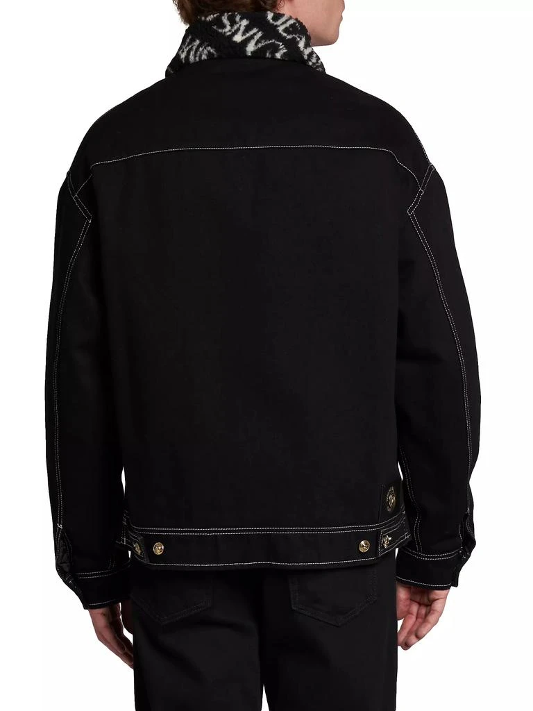 Versace Faux Fur-Trimmed Denim Trucker Jacket 5