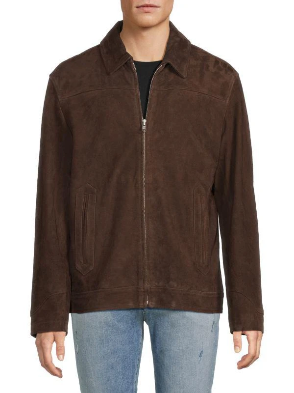 Slate & Stone Suede Zip-Up Racer Jacket 1