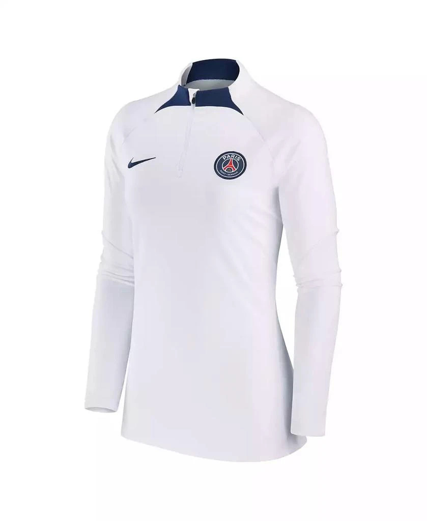 NIKE Women's White Paris Saint-Germain Strike Drill Raglan Performance Quarter-Zip Top 3