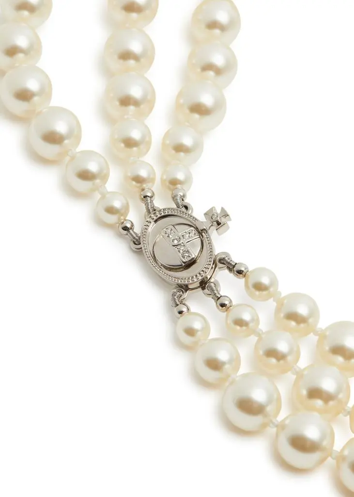 Vivienne Westwood Three Row Bas Relief faux pearl choker 4