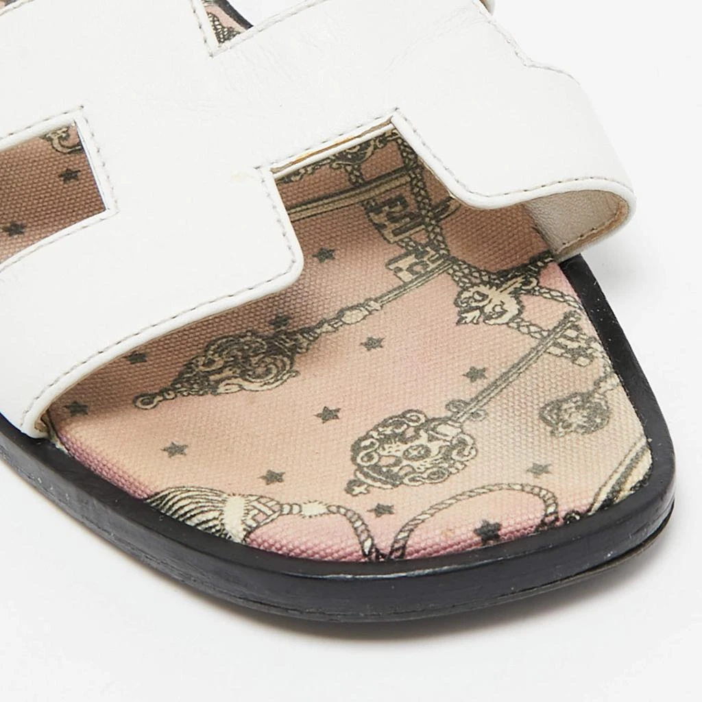 Hermes Hermes White Leather Oran Slide Sandals Size 38.5 7